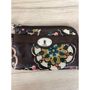 Fossil Vintage Boho Floral Zipper Coin Purse